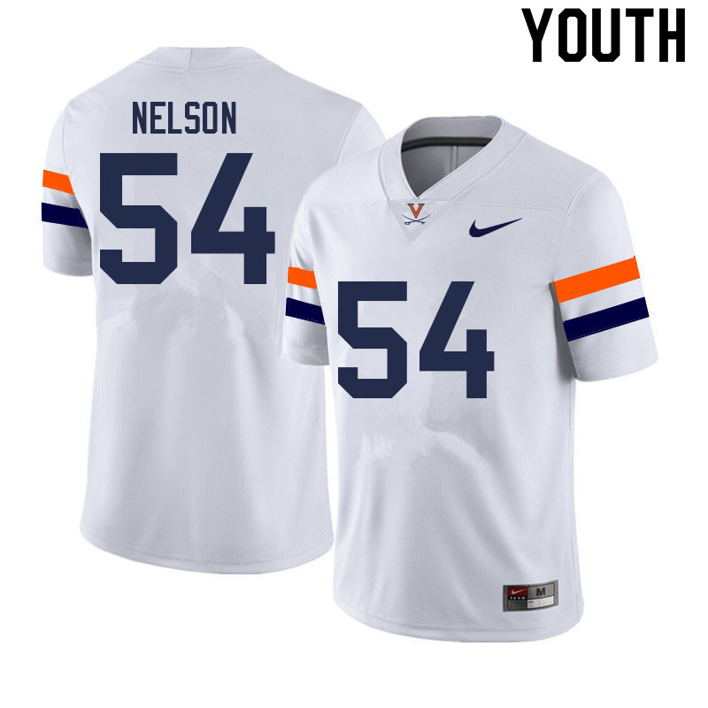 Youth #54 Ryan Nelson Virginia Cavaliers College Football Jerseys Sale-White - Click Image to Close